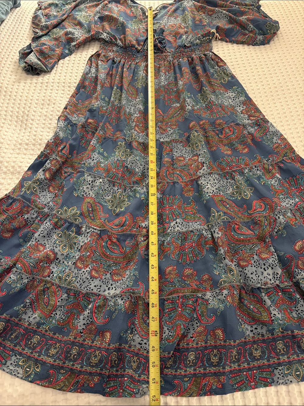 NWT BOEMO Anthropologie BOHO Muumuu Paisley Tiered Maxi Kimono Sleeve Dress SZ L - Picture 10 of 10